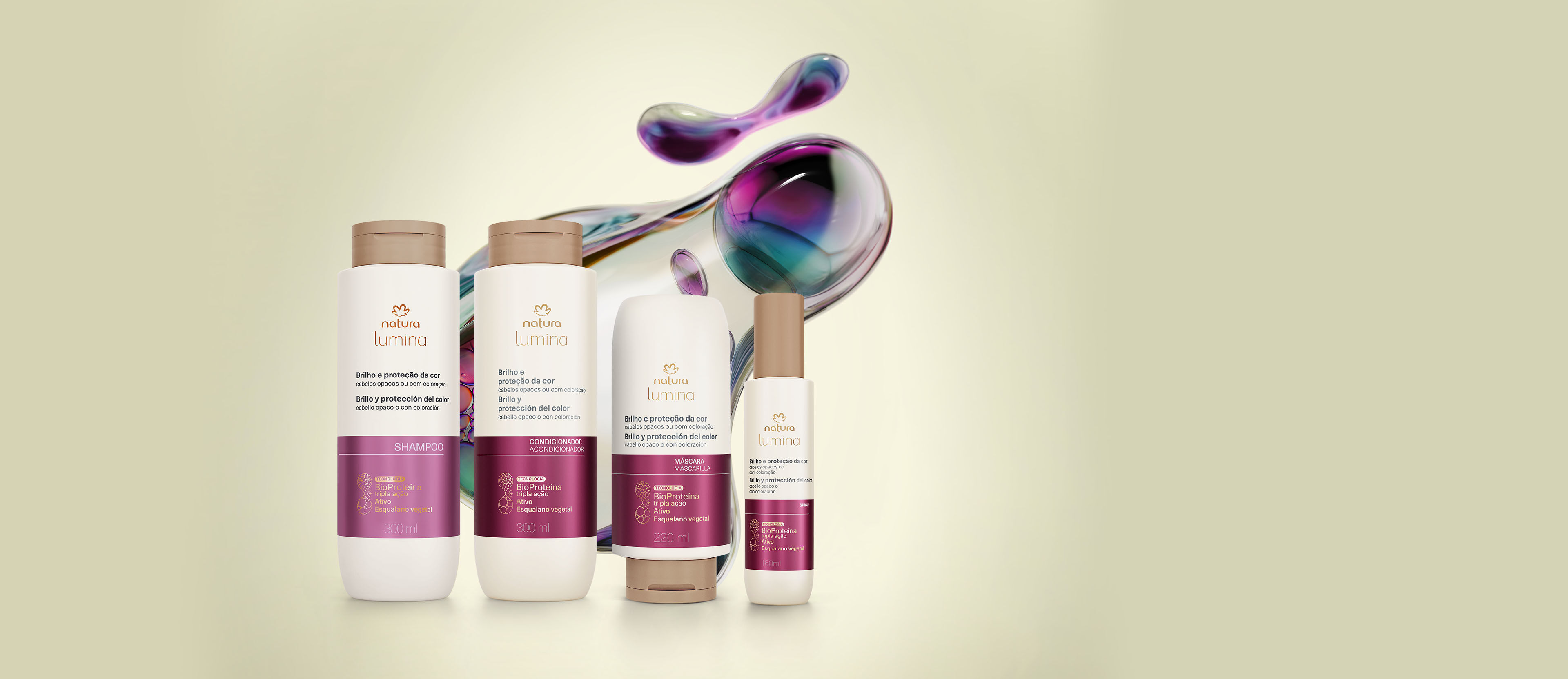 Kit Lumina Brillo y Protección completo (Sh+Ac+Masc+Spray)