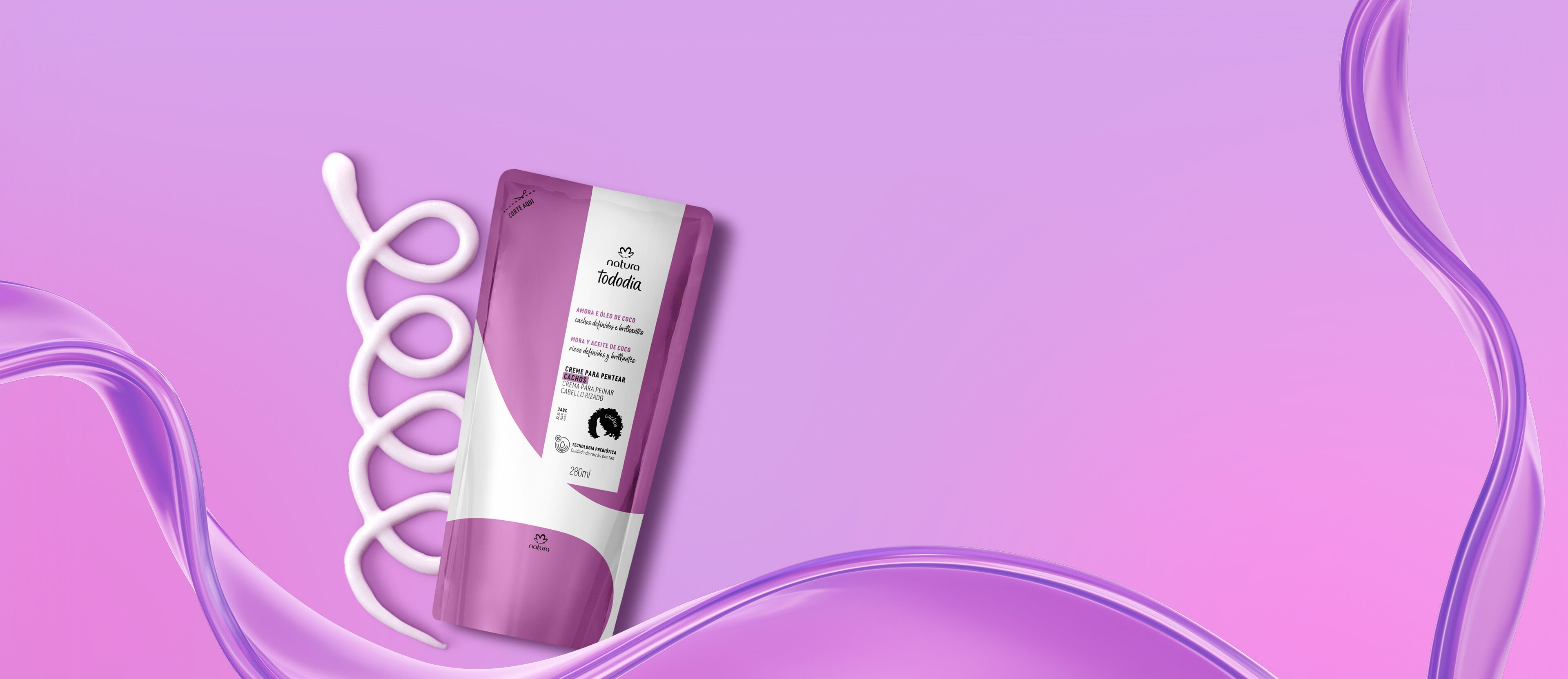 Repuesto crema para peinar cabellos rizados Tododia mora y aceite de coco