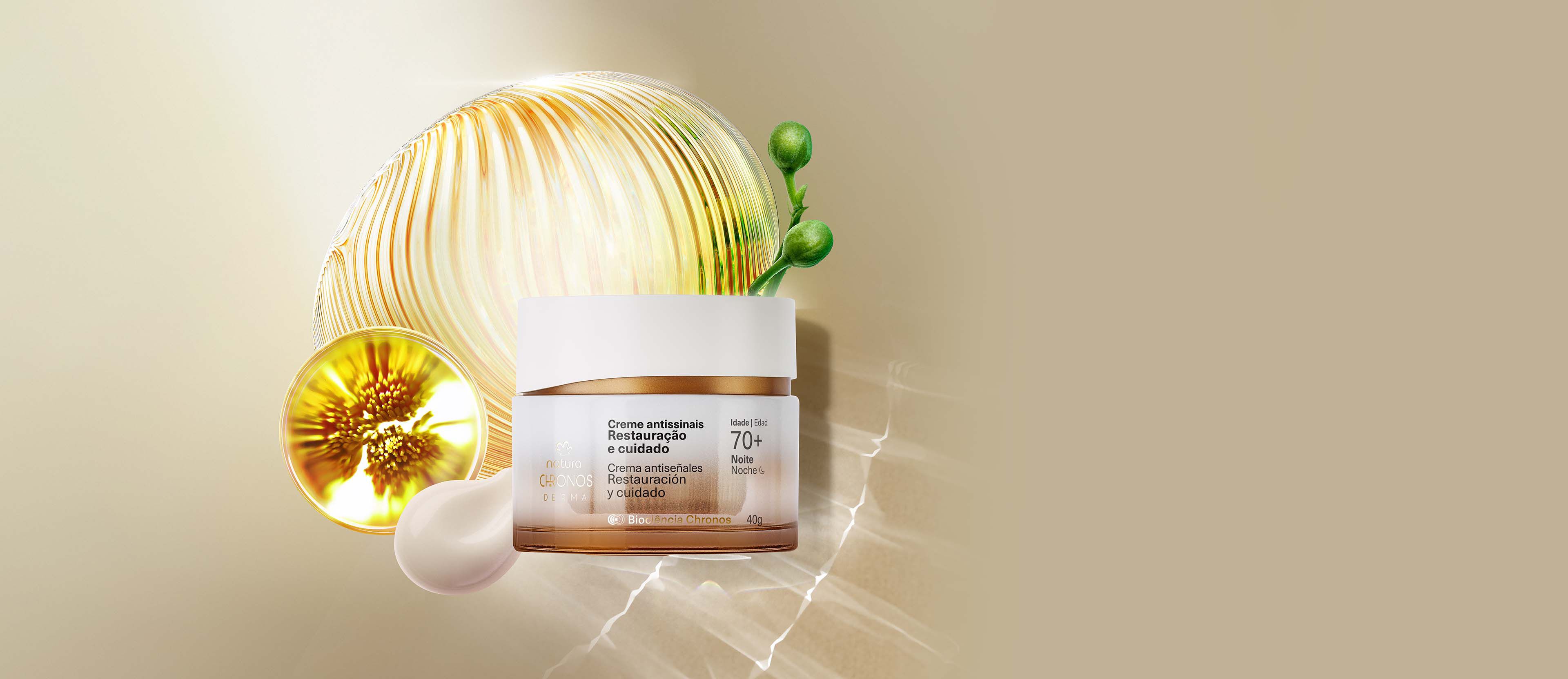 Crema antiseñales​ restauración y cuidado 70+​ noche Chronos Derma