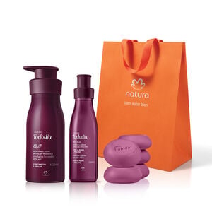 Kit Crema para el cuerpo, Body splash y Jabón Tododia Cereza Negra y Praliné (3 productos)