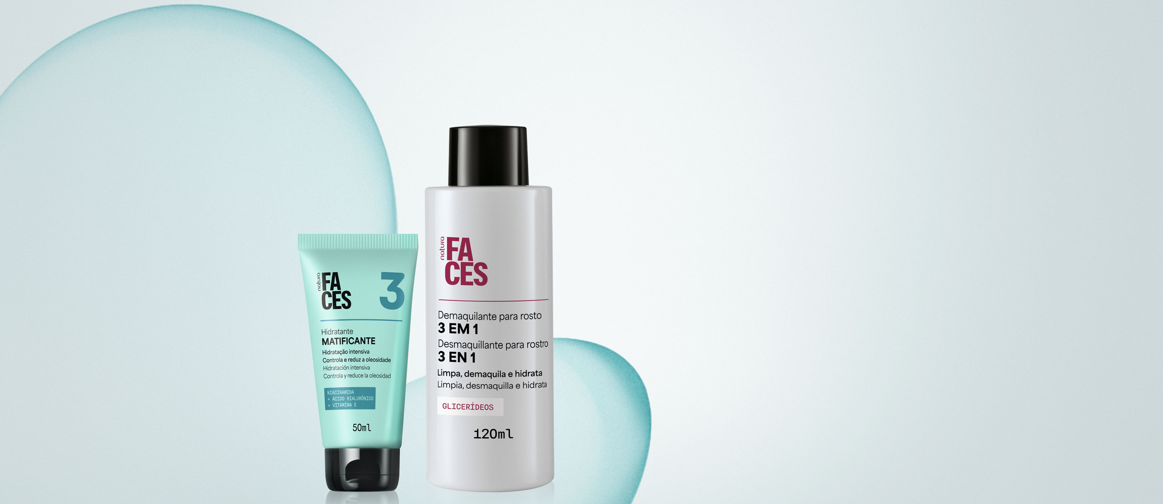 Kit Hidratante Matificante y Desmaquillante 3 en 1 Faces (2 productos)