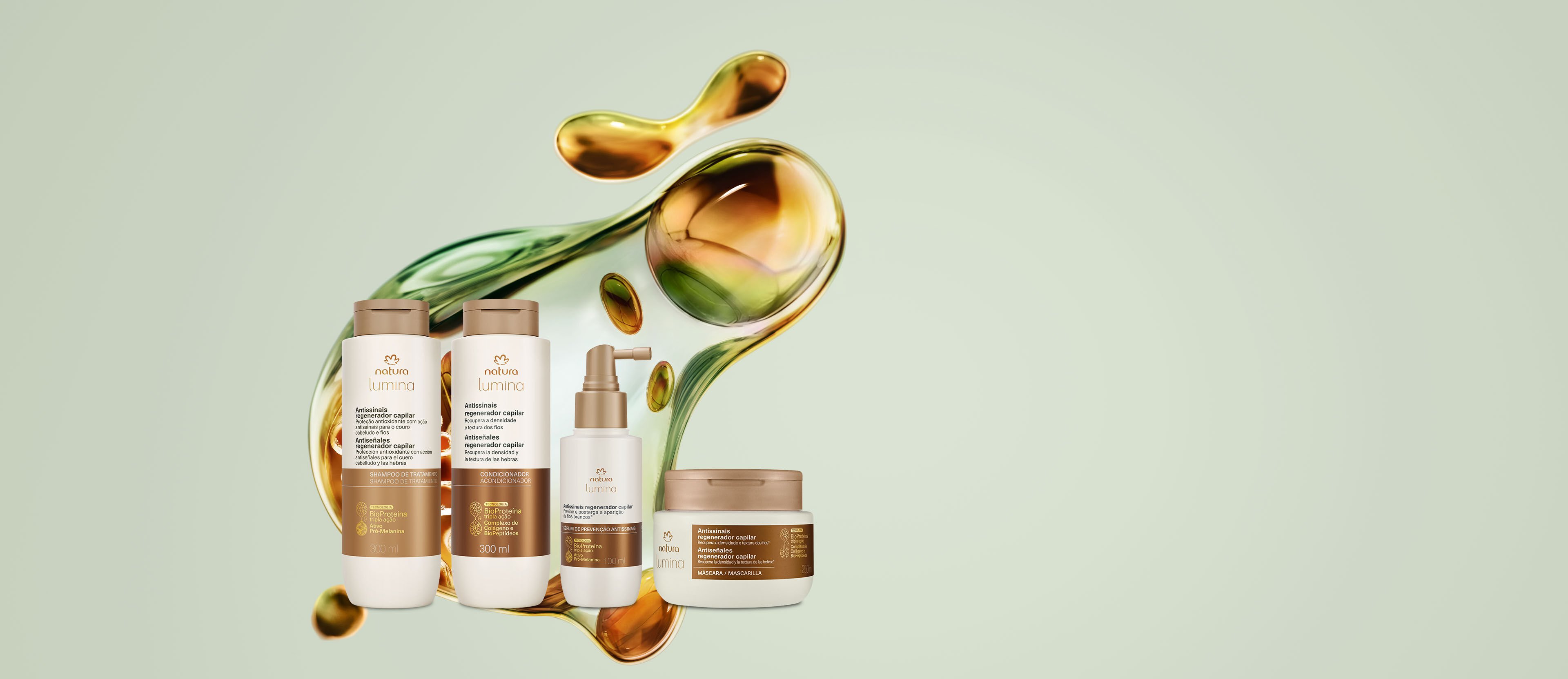 Kit Shampoo, Acondicionador, Máscara y Sérum Lumina Antiseñales Regenerador Capilar