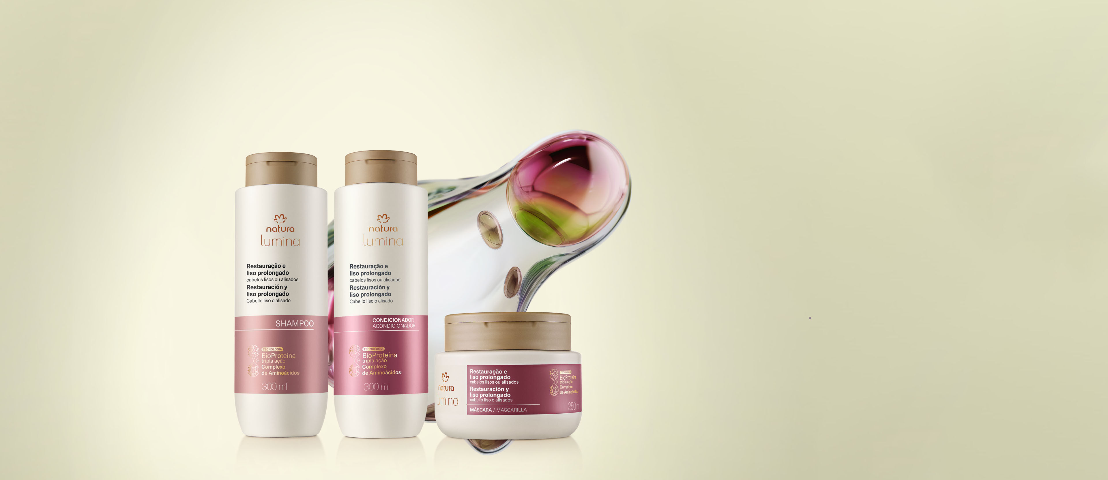 Kit Champú, Acondicionador y Mascarilla Lumina Restauracíon y Liso Prolongado (3 productos)