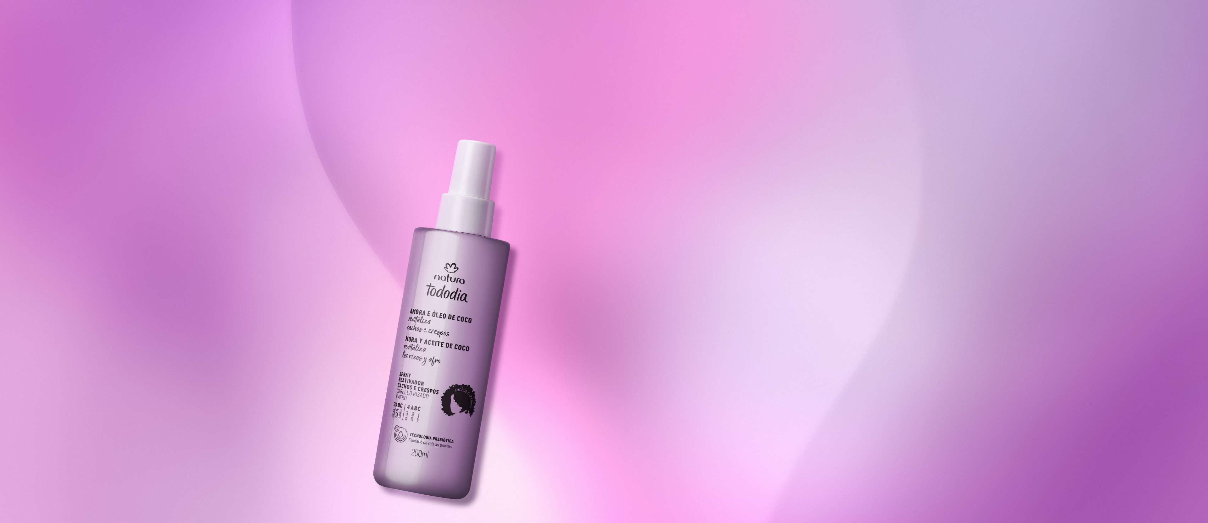 Spray reactivador de rizos y afros Tododia mora y aceite de coco