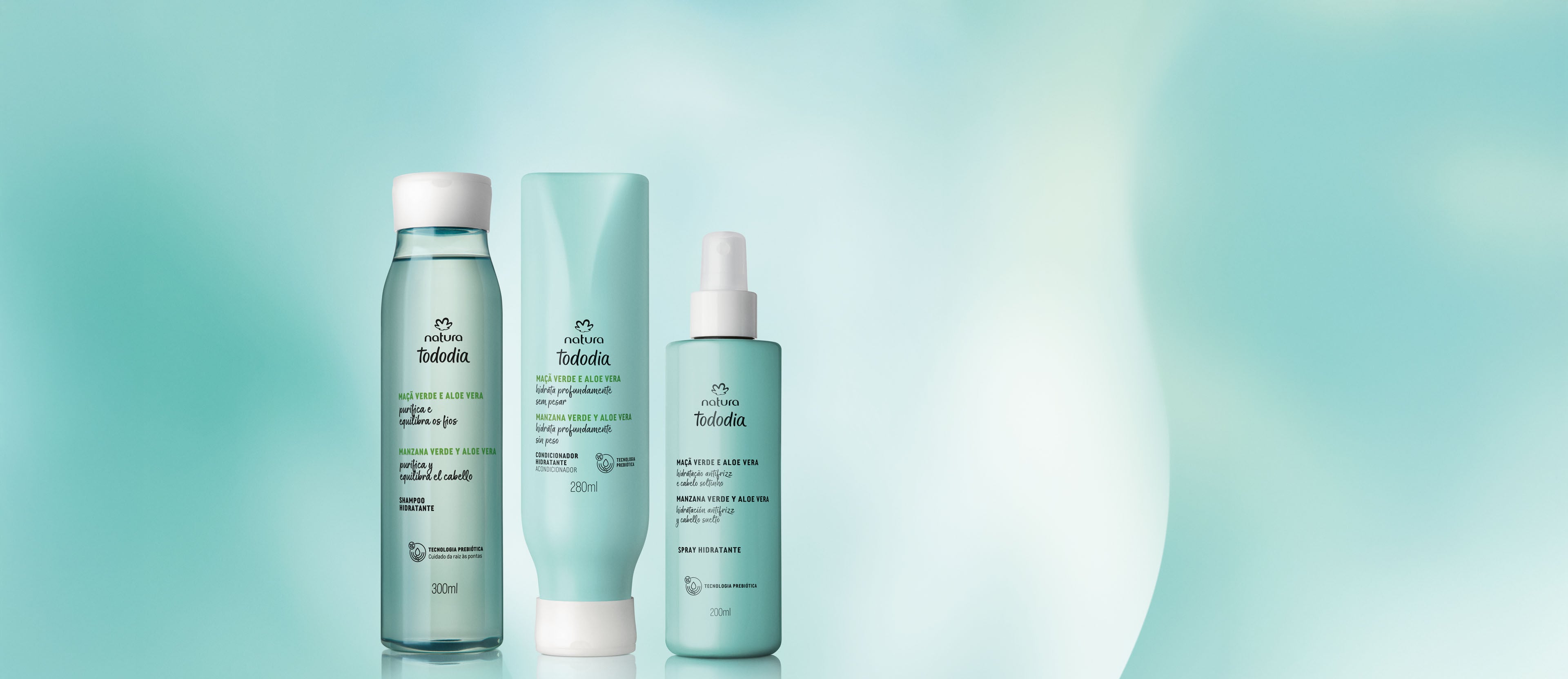 Kit Shampoo, Acondicionador y Spray Hidratante Tododia Manzana Verde y Aloe Vera (3 productos)