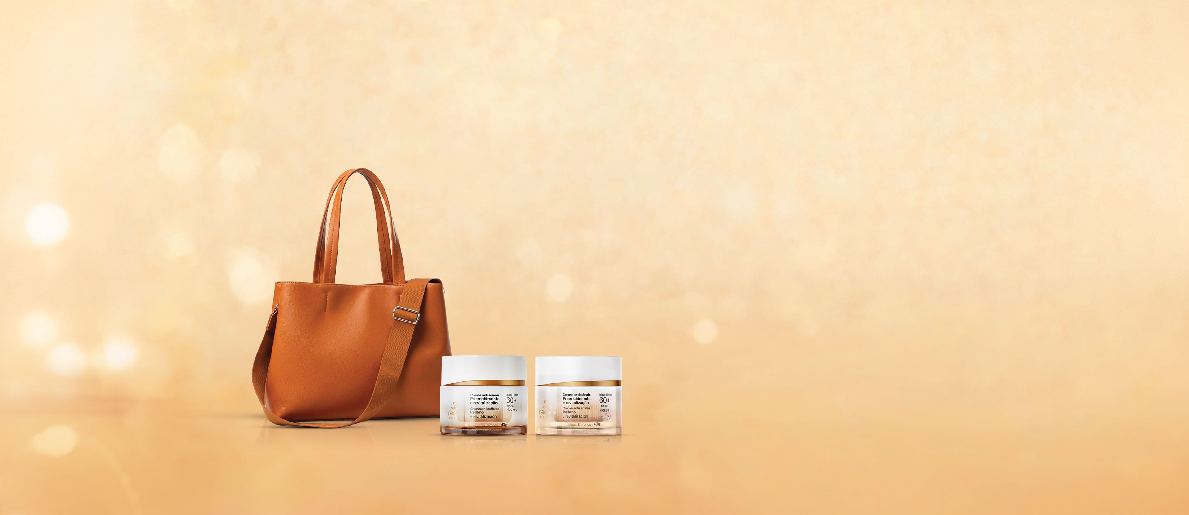 Rutina día y noche Crema Antiedad Relleno y Revitalización Chronos Derma 60+ con Bolso