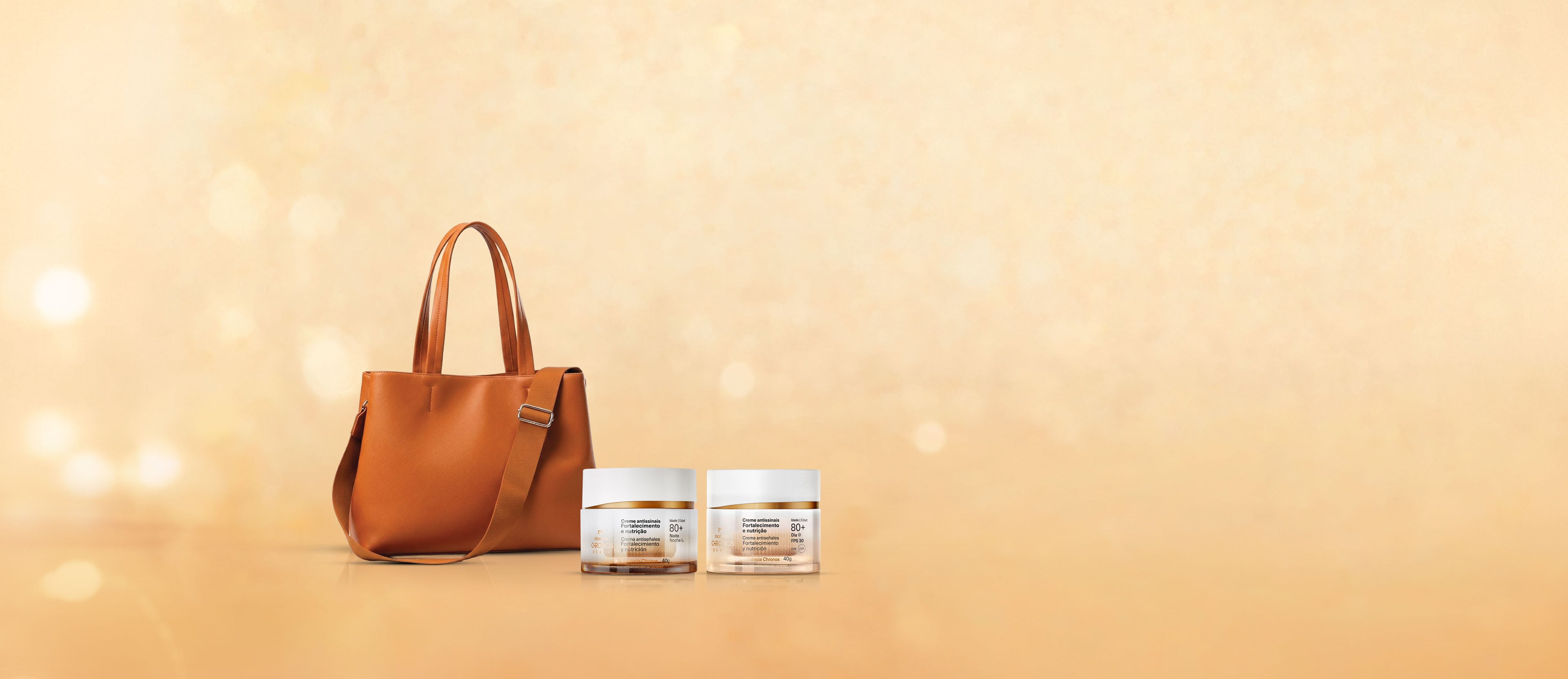 Rutina día y noche Crema Antiedad Fortalecimiento y Nutrición Chronos Derma 80+ con Bolso