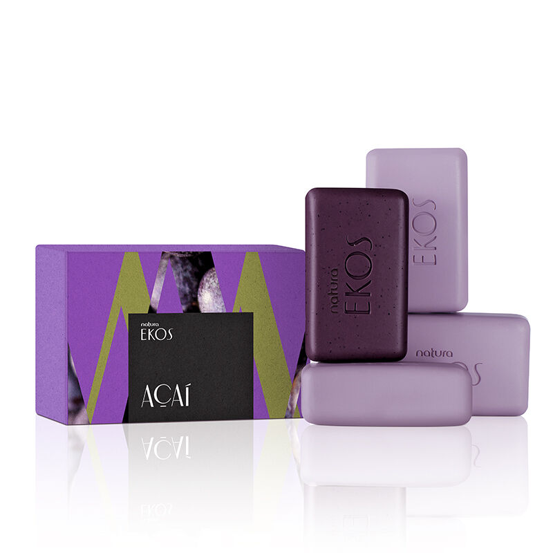 Ekos Jabones en barra puro vegetal acaí Caja con 4 jabones de 100 g c/u 