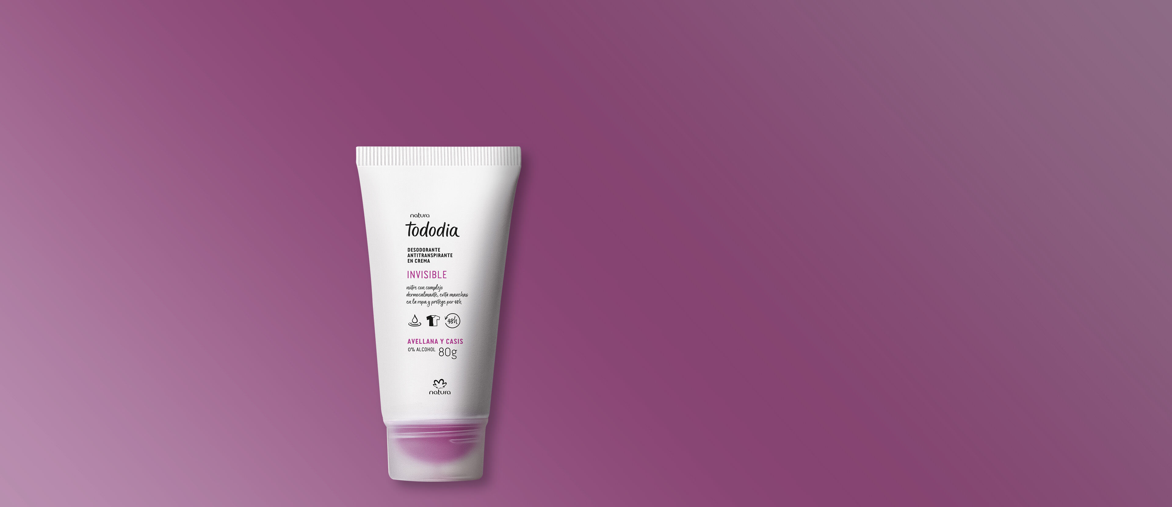 Desodorante antitraspirante en crema invisible avellana y casis