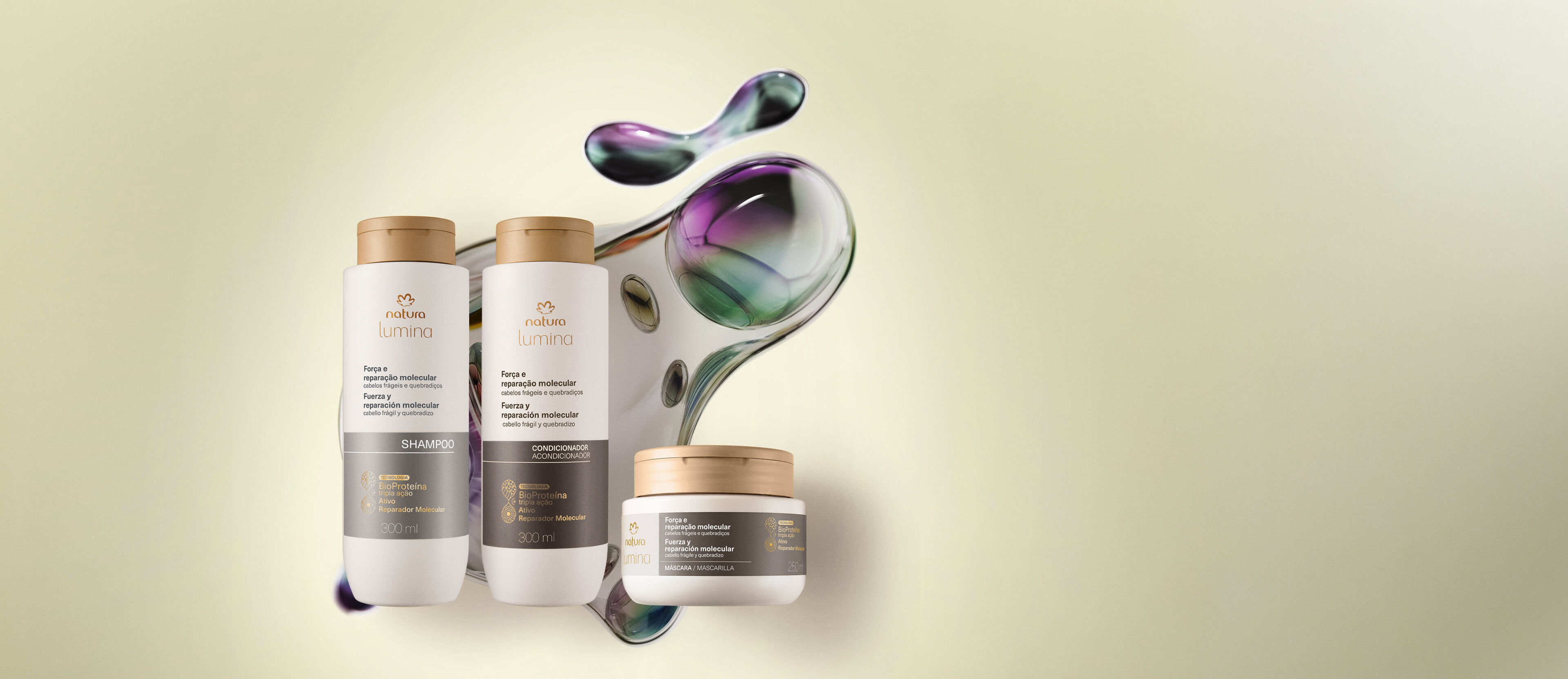Kit Shampoo, Acondicionador y Máscara Lumina Fuerza y Reparación Molecular