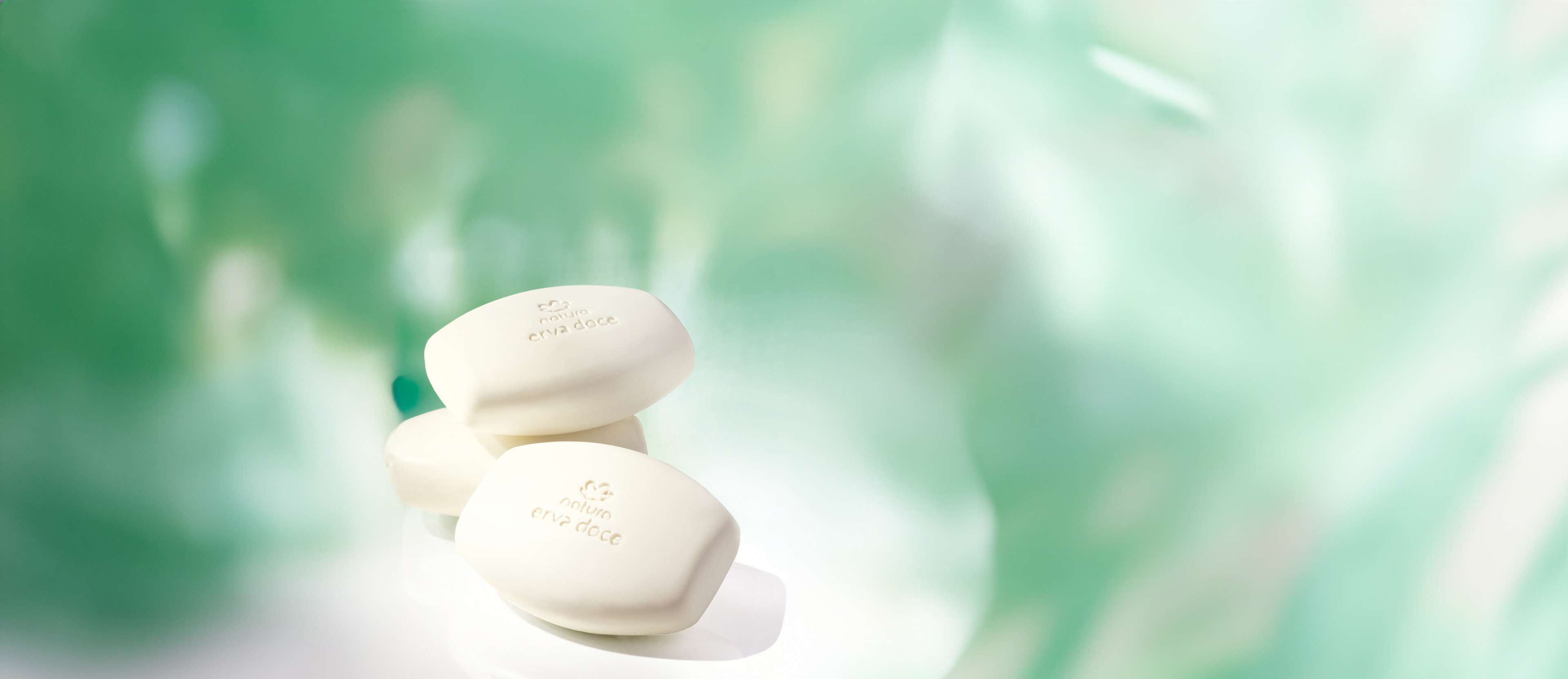 Erva Doce Jabones puro vegetal cremosos en barra Caja con 3 jabones de 90 g cada uno