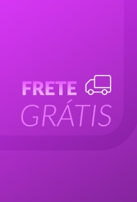 Em fundo em tons de roxo, ilustração branca de caminhão com texto “frete grátis”.