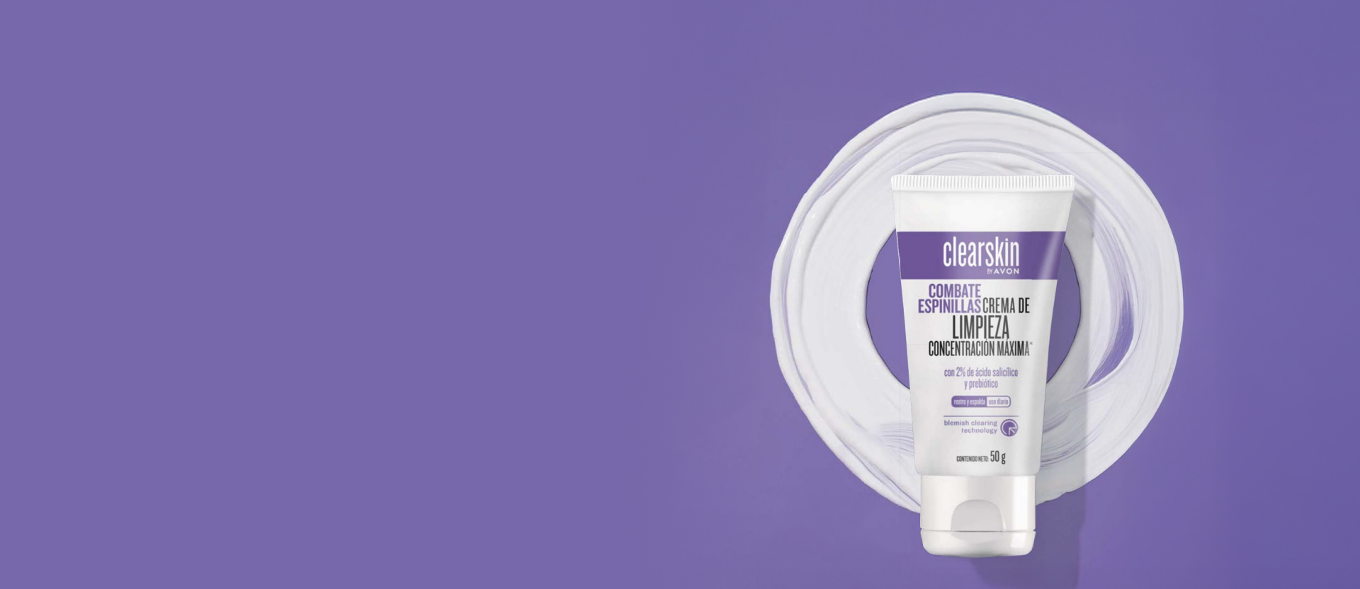 Nueva crema de limpieza Clearskin Máxima concentración de ácido salicílico para una piel con aspecto uniforme. 