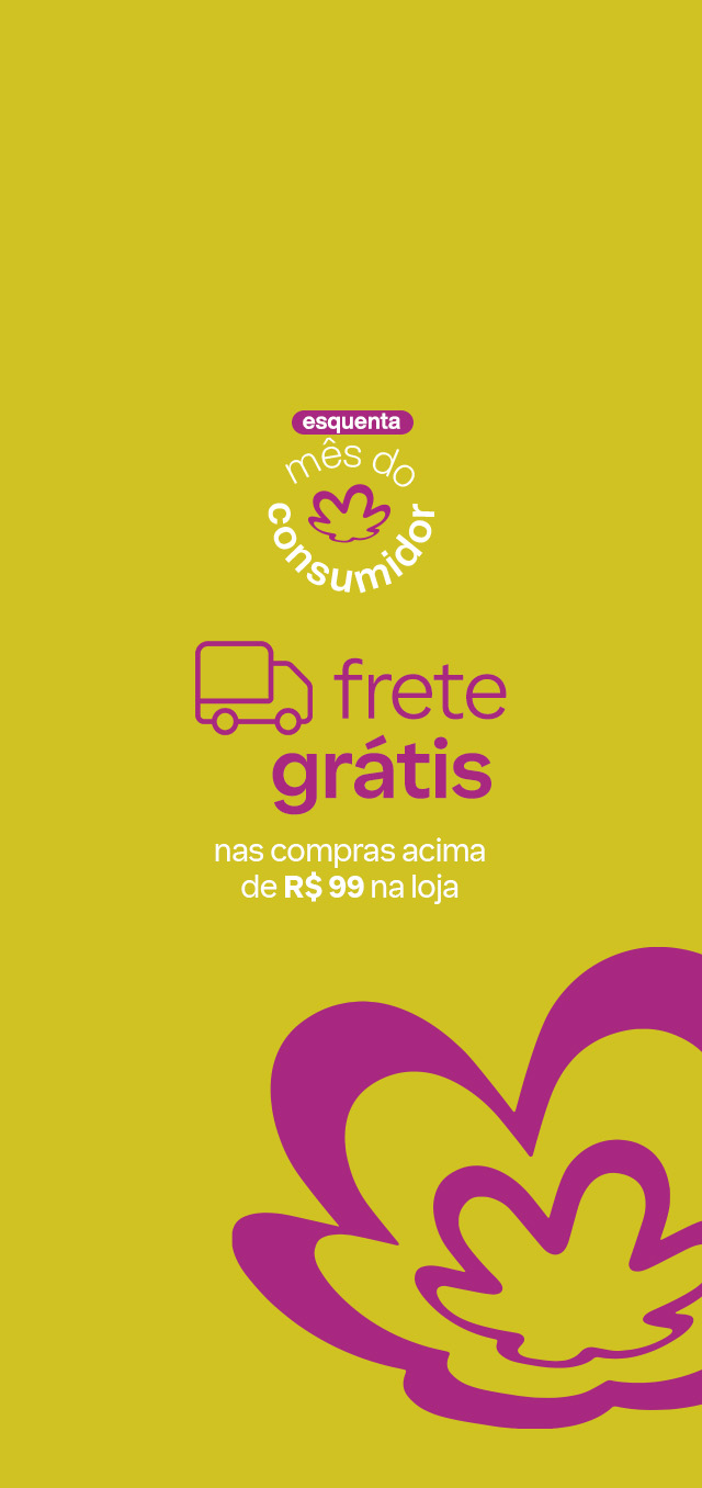 Imagem com fundo dourado e a flor símbolo da Natura em roxo. Texto aplicado: esquenta mês do consumidor. Frete grátis nas compras acima de R$ 99 na loja.