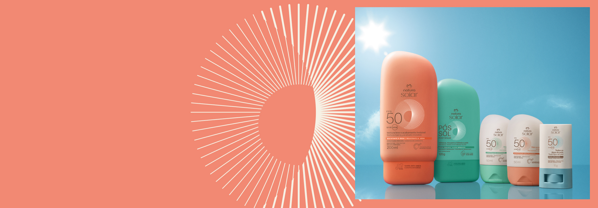 Body Splash e Creme Sorbet para o Corpo Tododia Amora e Flor de Pêssego, com frascos lilazes, destacam-se no canto direito da tela sobre fundo com ondas orgânicas nos tons de laranja e rosa.