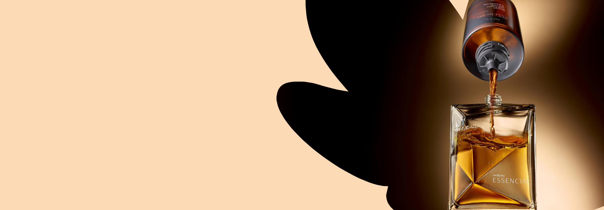 fundo laranja claro com rosácea degradê com essencial masculino na marcação