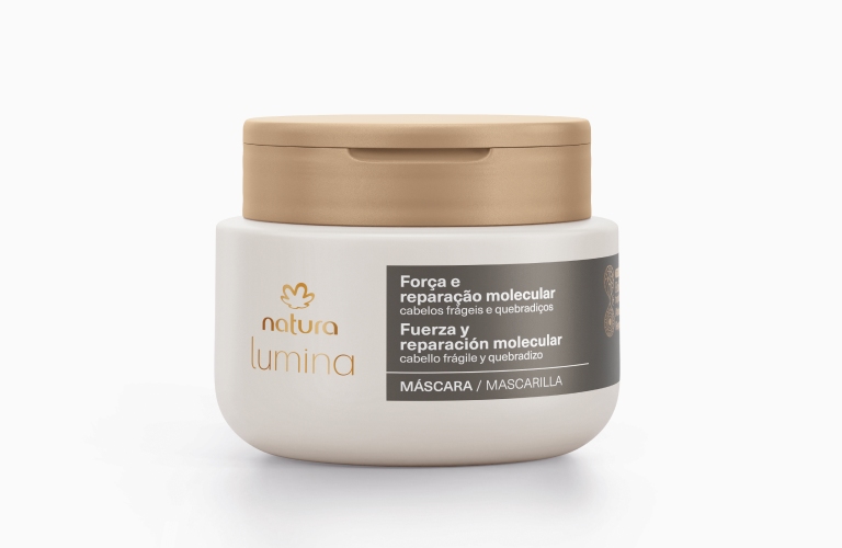 Máscara Força e Reparação Molecular Natura Lumina, ideal para finalizar o detox capilar.