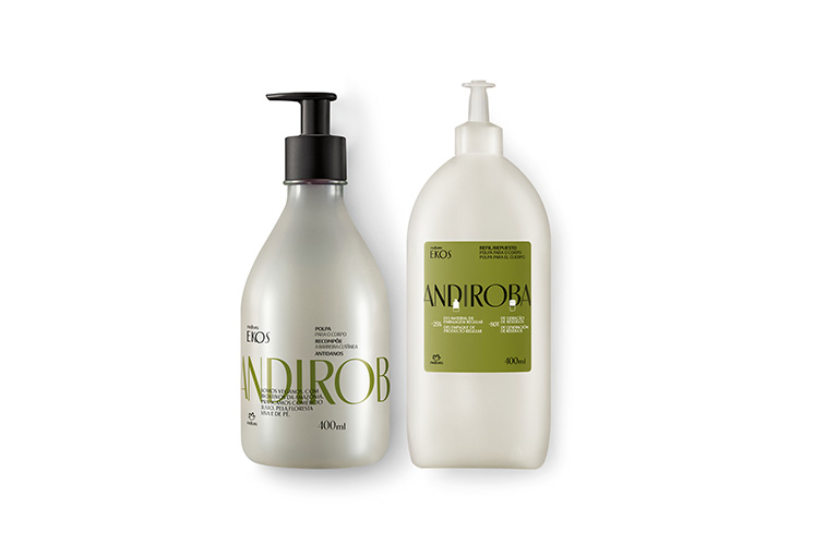 Polpa Desodorante para o Corpo Ekos Andiroba para automassagem com refil ao lado