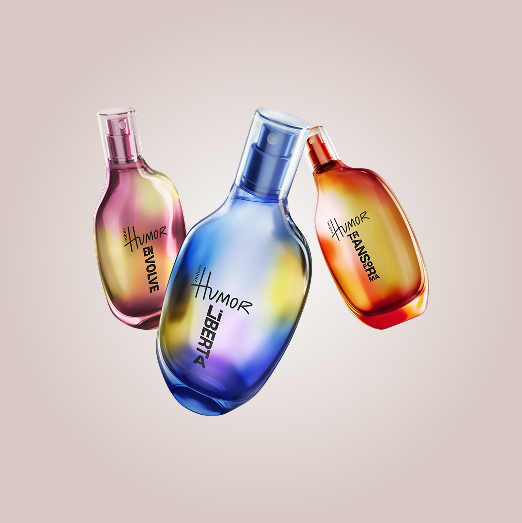 Fragrâncias Natura Humor Envolve, Liberta e Transforma em fundo branco.