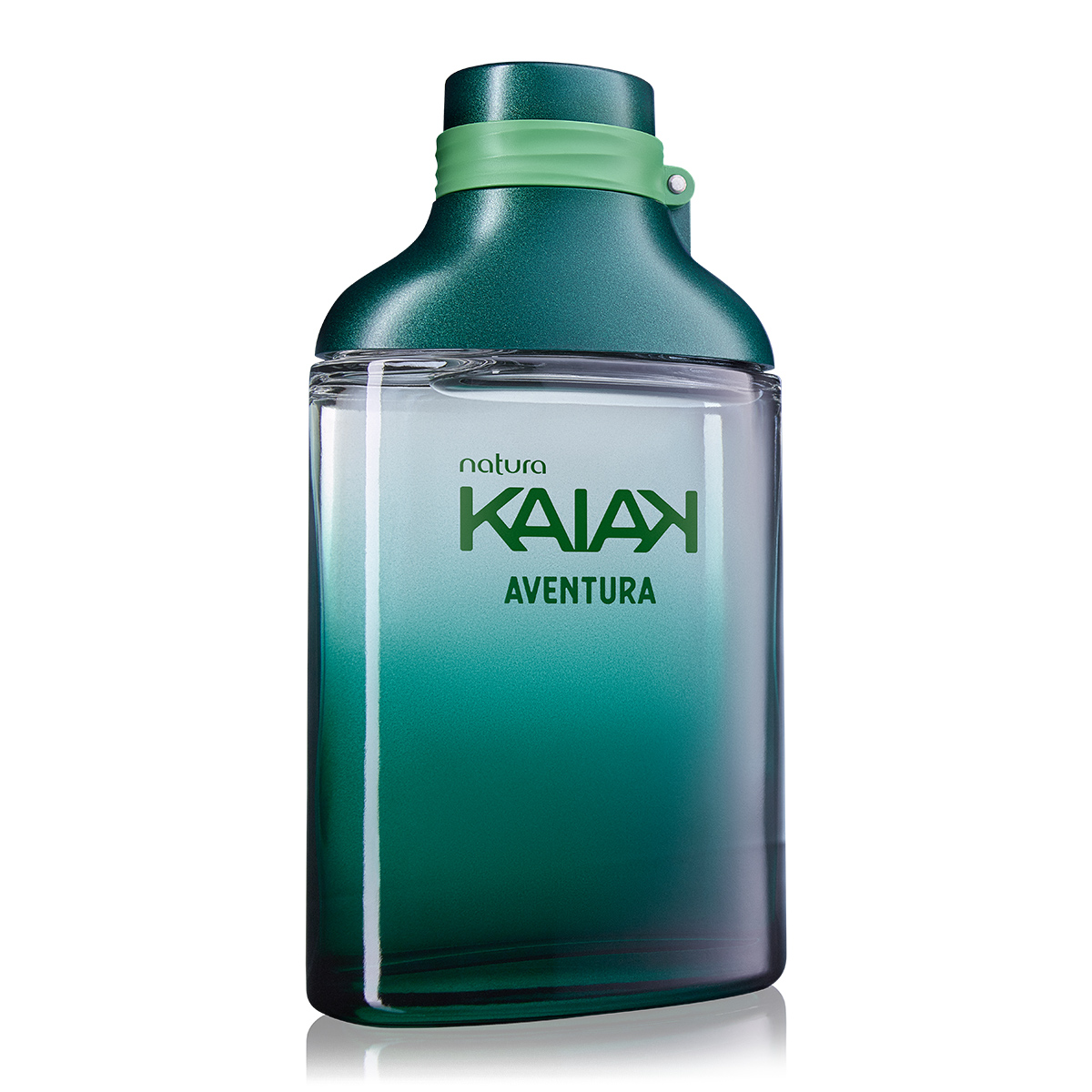 Frasco da Fragrância Natura Kaiak Aventura, em fundo branco.