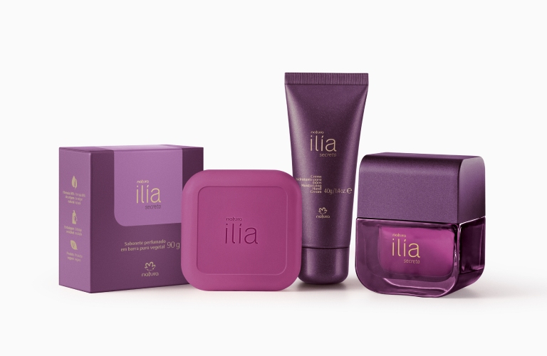 1 perfume, 1 creme hidratante para as mãos e 1 sabonete em barra Ilía Secreto como ideia de presente