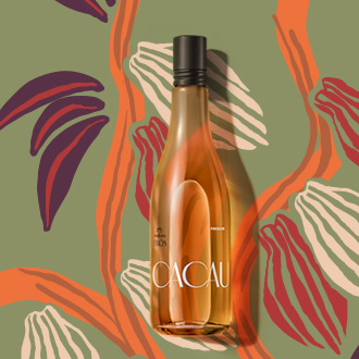 Desodorante Colônia Frescor Feminino Natura Ekos Cacau, com ilustrações do pé de cacau, em fundo verde.