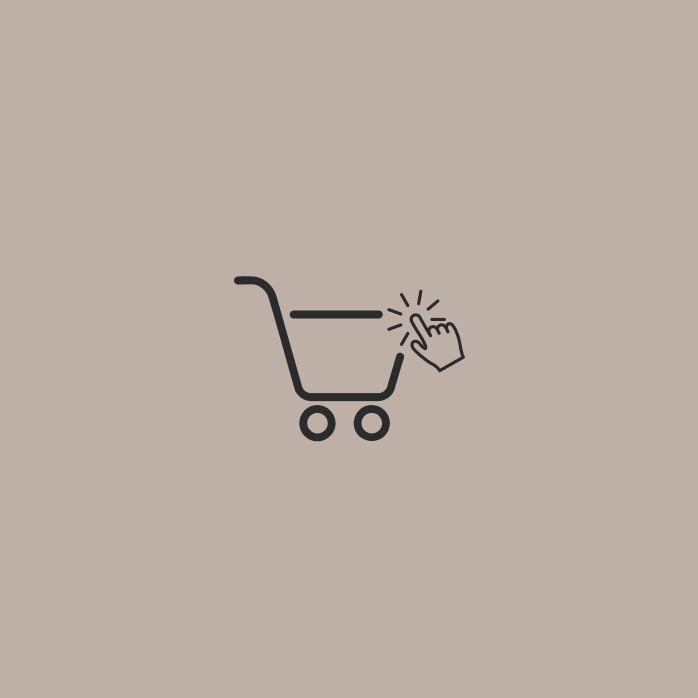 Ilustração de carrinho de compras com uma mão sinalizando com o indicador, em fundo cinza.