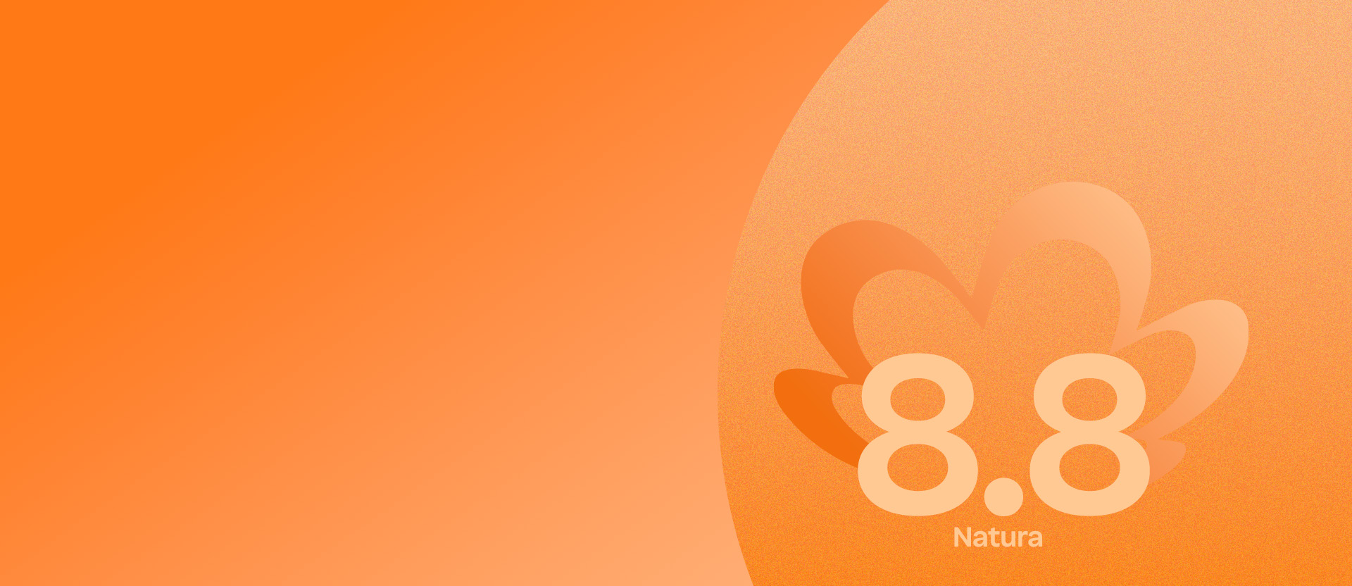 Texto 8.8 Natura à frente da rosácea em tons de laranja e fundo em tons de laranja.