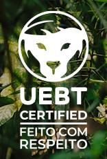 Selo UEBT Certified Feito com Respeito sobre ambiente da natureza.