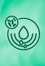 Ícone preto representando a Tecnologia Prebiótica. Ele é composto por um círculo grande com linhas e gotas e outro círculo menor com microrganismos.