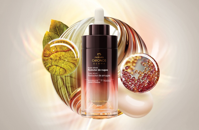 Sérum Redutor de Rugas Chronos Derma sobre um fundo cinza