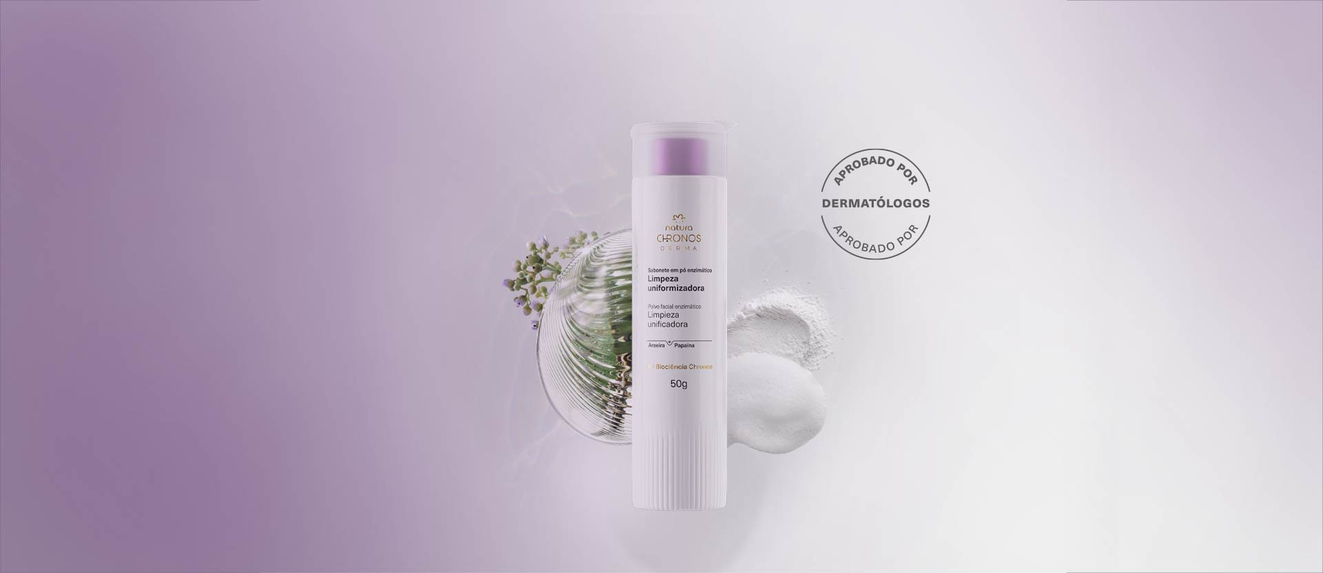 limpia y exfolia inmediatamente, con textura en polvo que se activa con el agua y se convierte en espuma