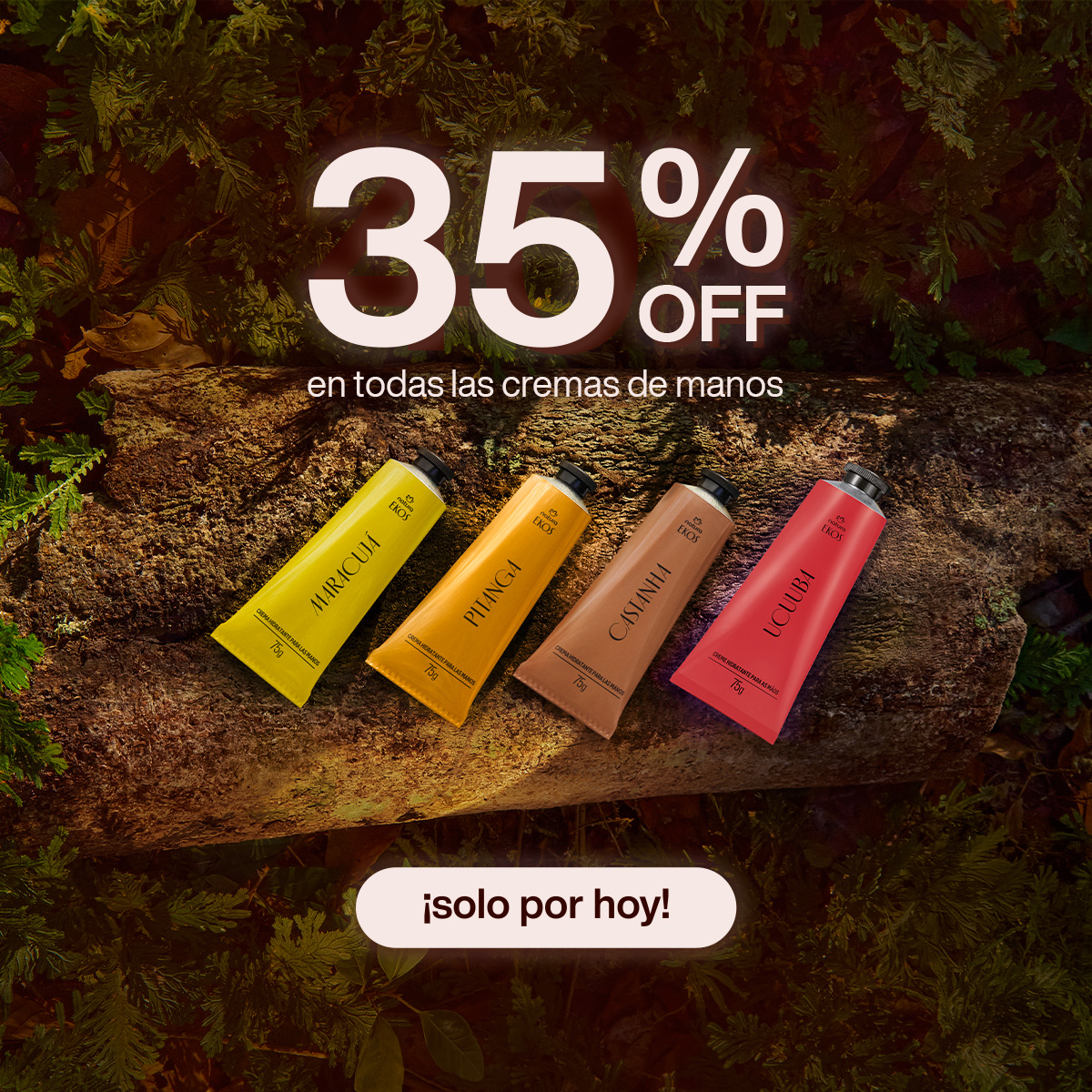 Banner de vitrina de Natura Ekos con promociones en productos sustentables basados en activos de la biodiversidad brasileña.