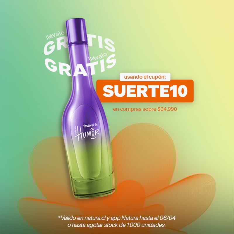 llévalo GRATIS usando el cupón: SUERTE en compras sobre $34.990