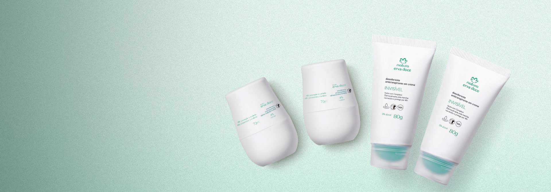 Imagen con fondo degradado claro en tonos de azul y a la derecha algunos desodorantes en crema y roll-on de Natura Tododia.