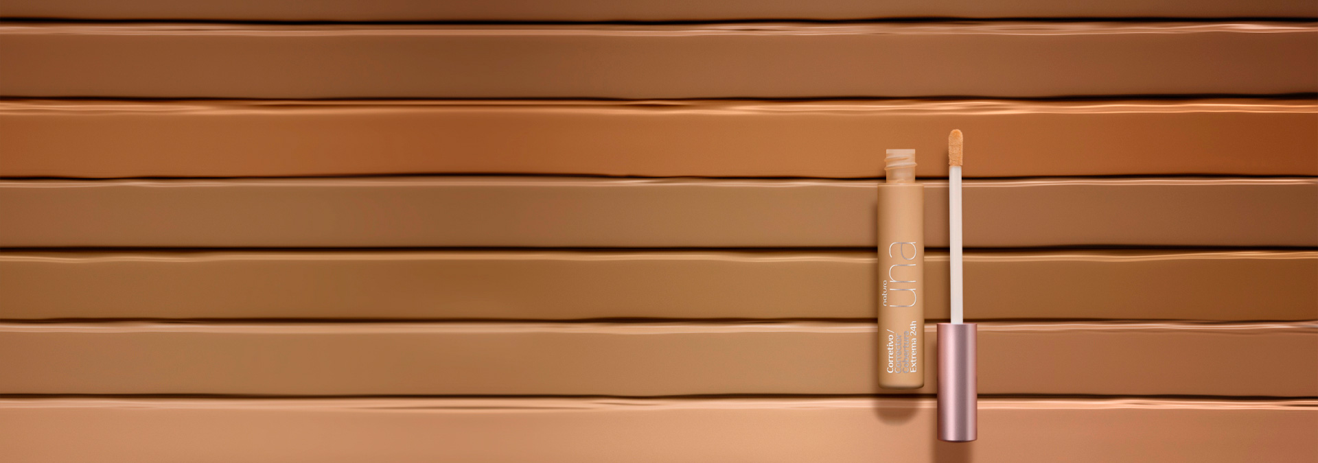 Texturas en diferentes tonos de piel y a la derecha corrector de Una