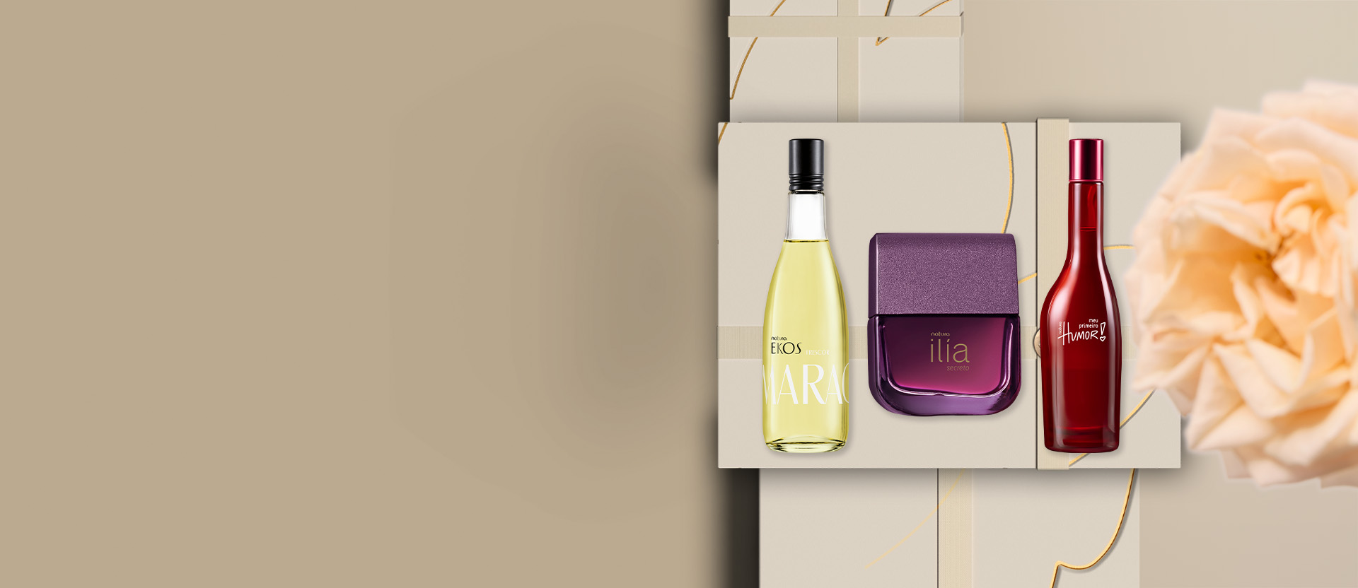 Banner de Perfumería Natura con productos de la marca Essencial.