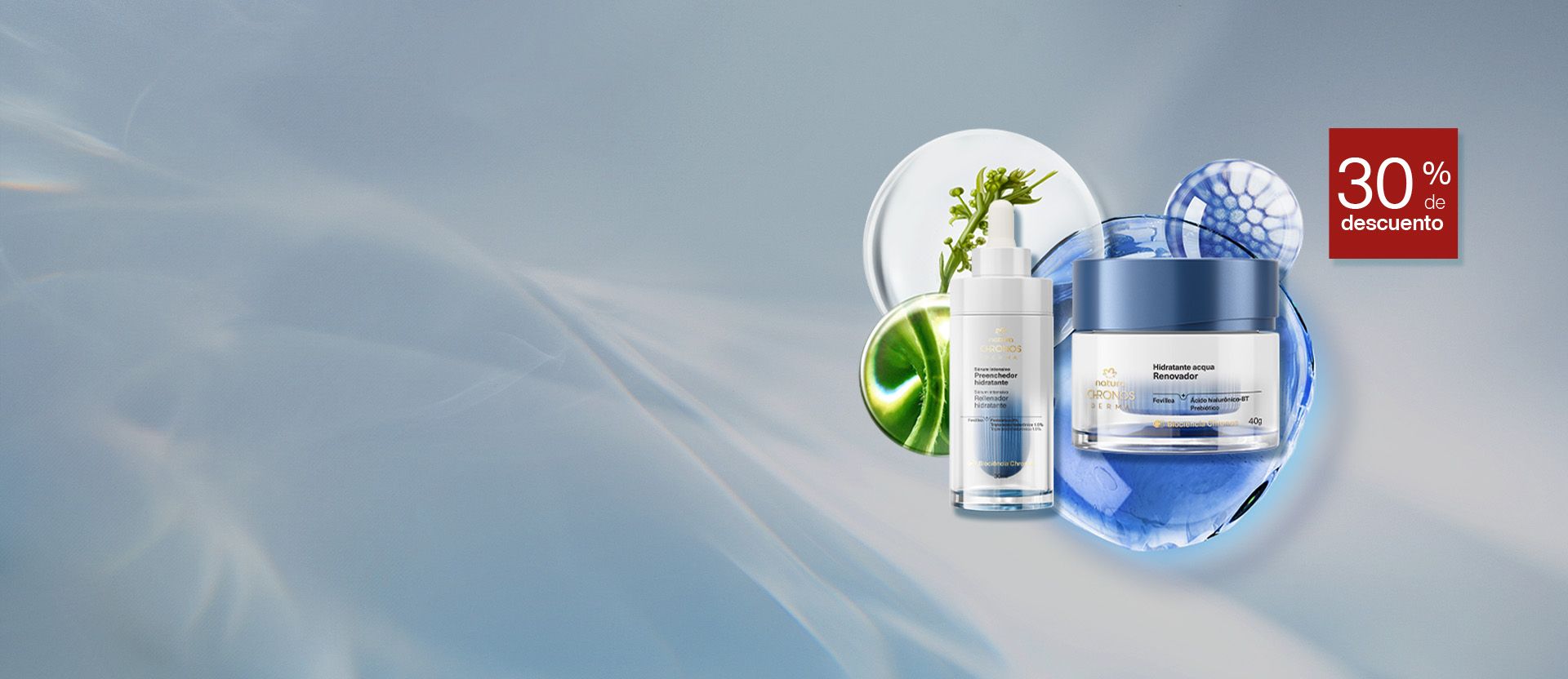 rostro 5x más hidratada rellena, hidrata y recupera la salud de tu piel. chronos derma a 30% OFF