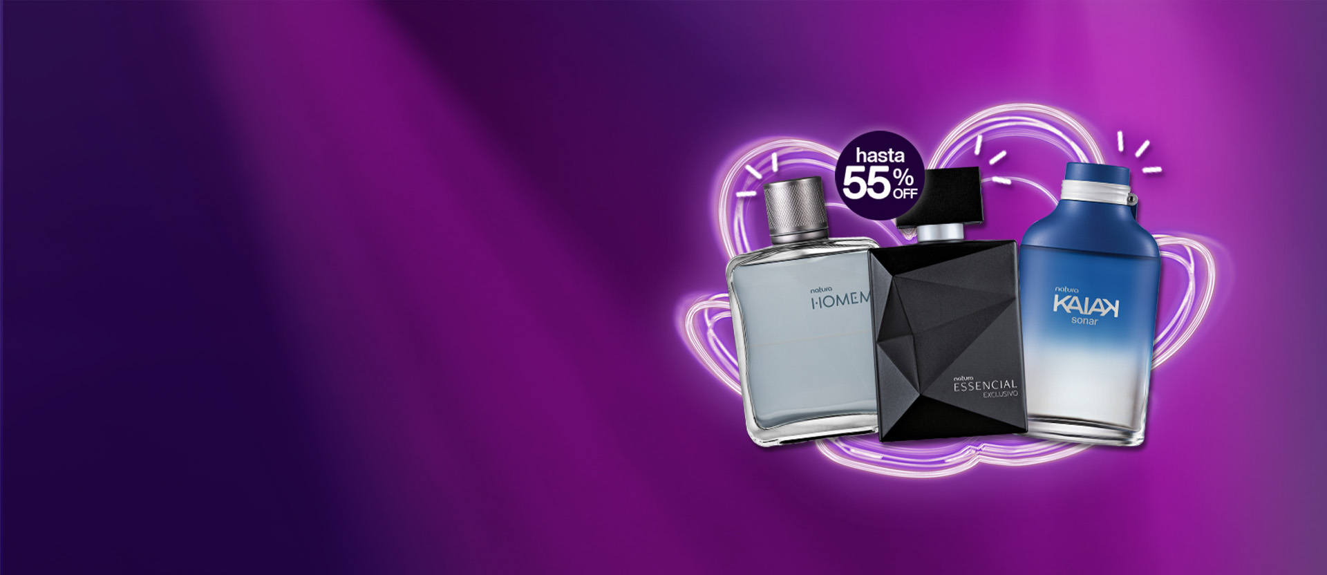 Banner de Perfumería Natura con productos de la marca Essencial.