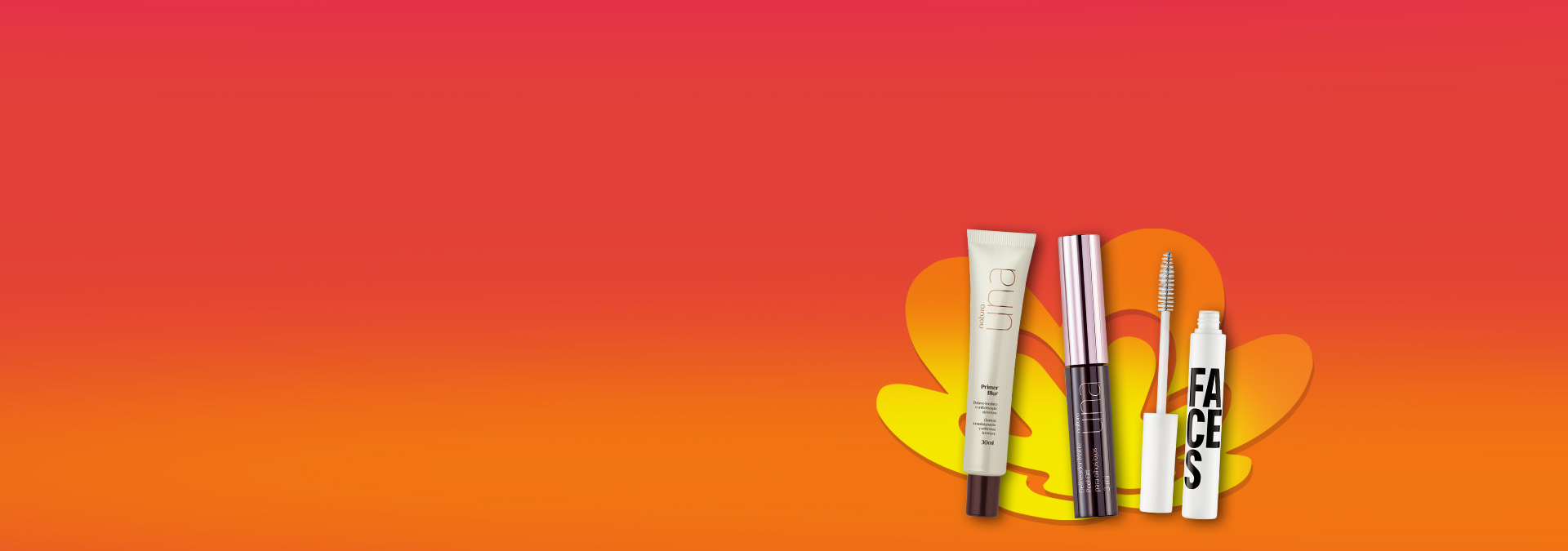 Banner de Maquillaje Natura con productos de la marca Una y Faces.