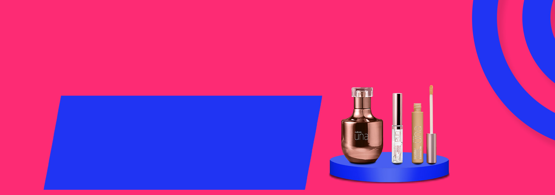 Banner de Maquillaje Natura con productos de la marca Una y Faces.