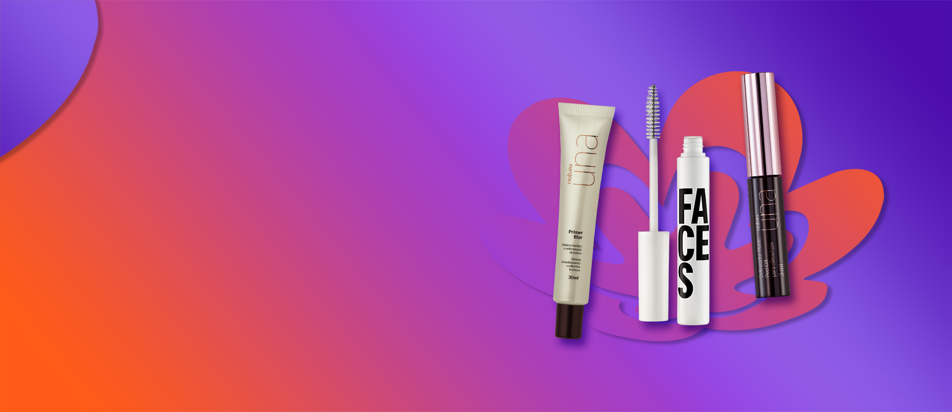 Banner de Maquillaje Natura con productos de la marca Una y Faces.