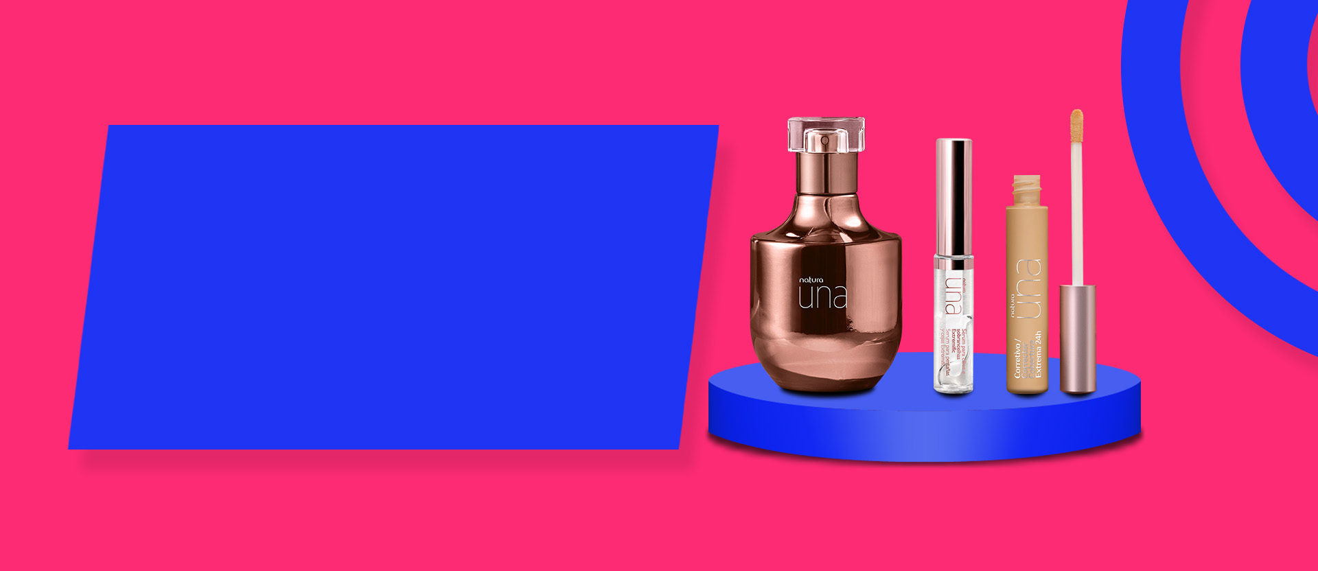 Banner de Maquillaje Natura con productos de la marca Una y Faces.
