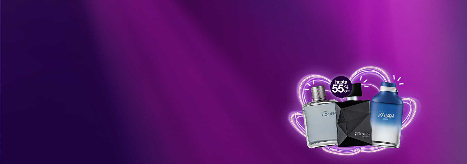 Banner de Perfumería Natura con productos de la marca Essencial.