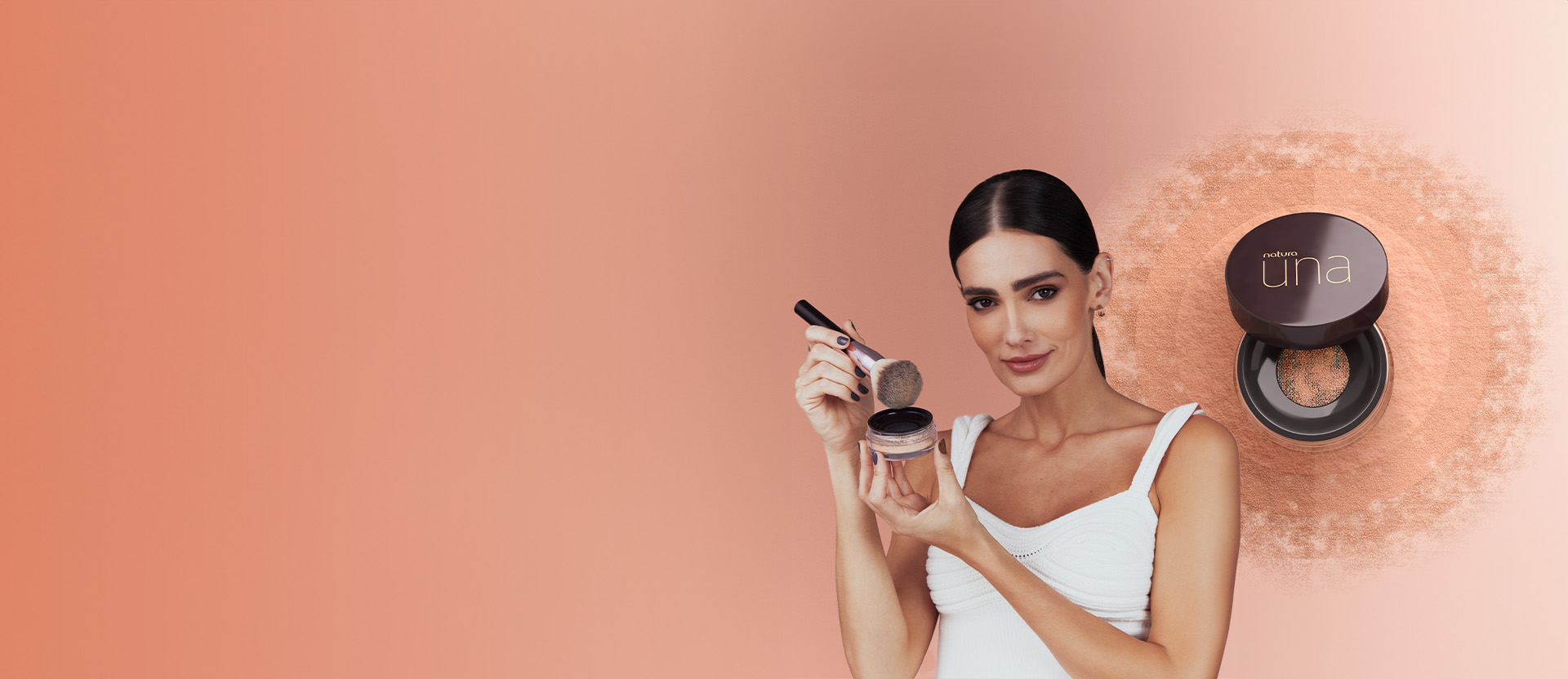 Banner de Maquillaje Natura con productos de la marca Una y Faces.