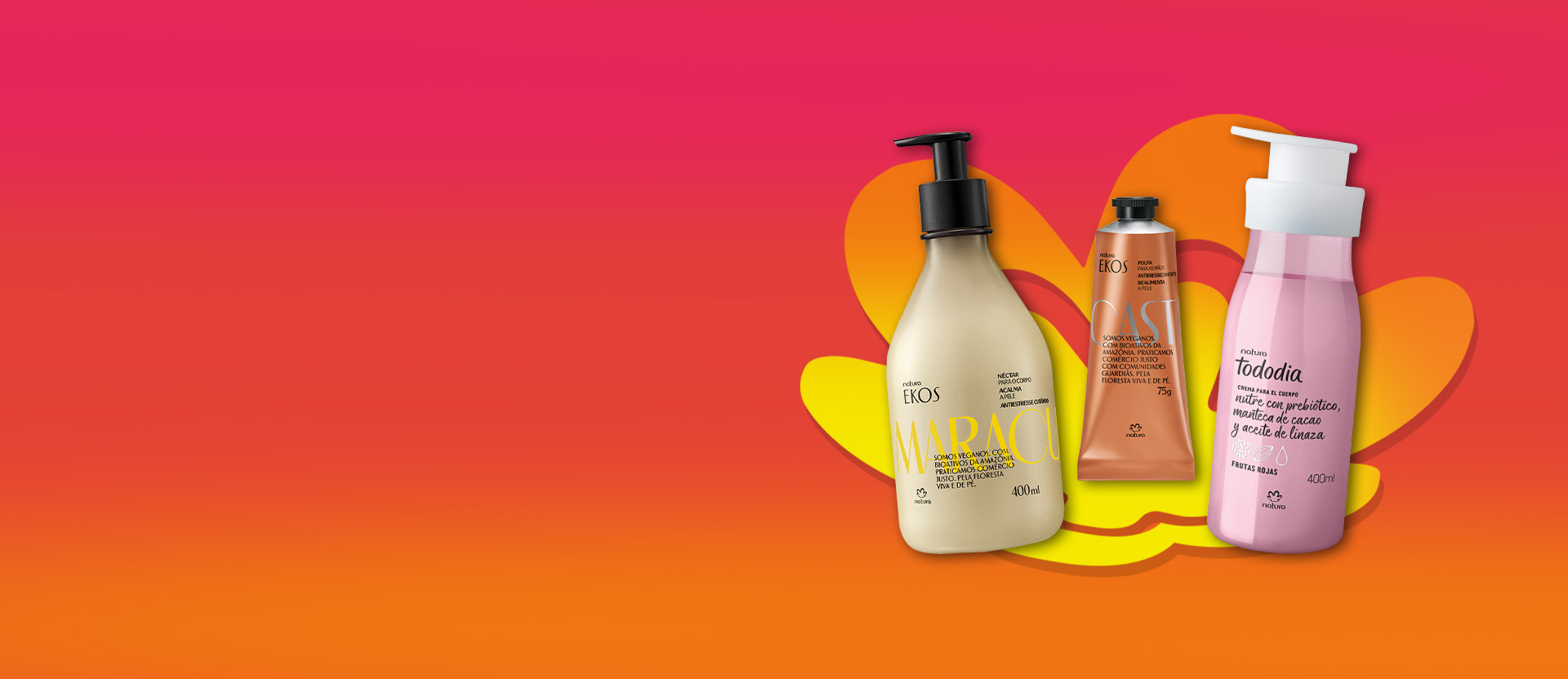 Banner de Cuidados Diarios Natura con productos de las marcas