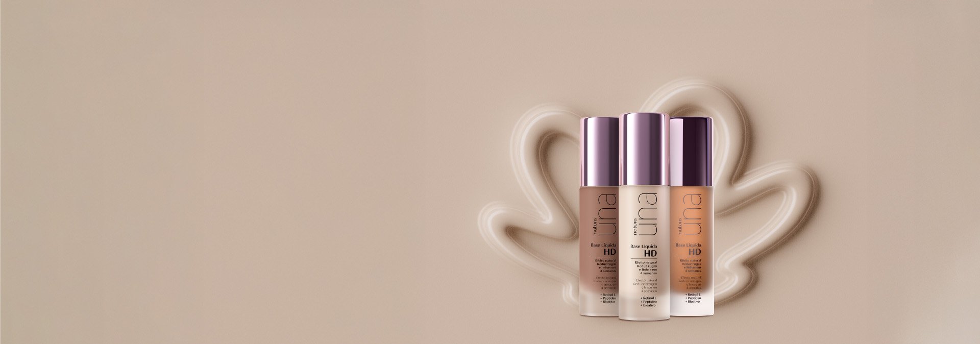 Banner rosa claro y a la derecha productos de la línea Natura Una.