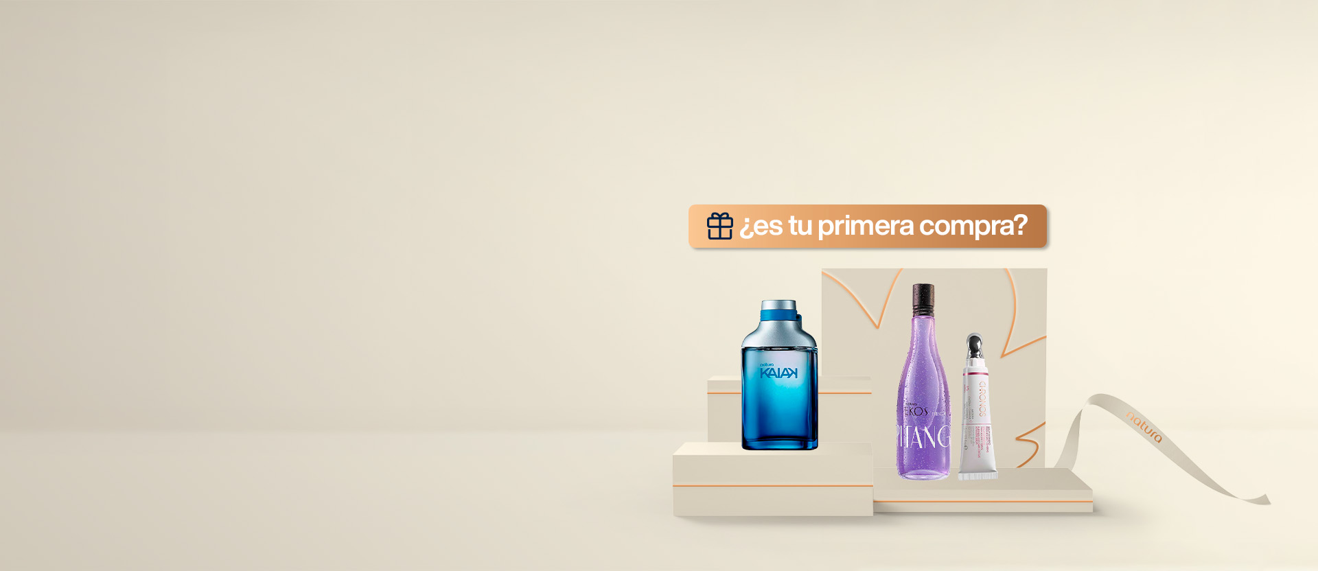 Imagen con degradados de naranja y amarillos con la rosacea de natura al centro, sobrepuesta de nuestros productos Natura y el logo de Hot Sale