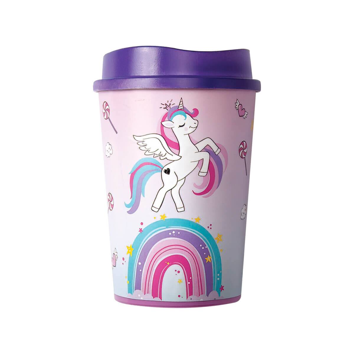 Vaso con tapa Unicornio