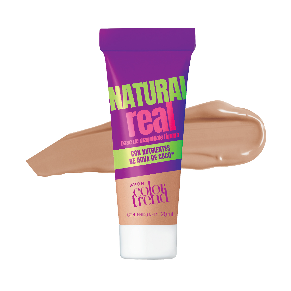 Base de Maquillaje Líquida Real con Nutrientes de Agua de Coco Color Trend - Tono 210N Beige Claro